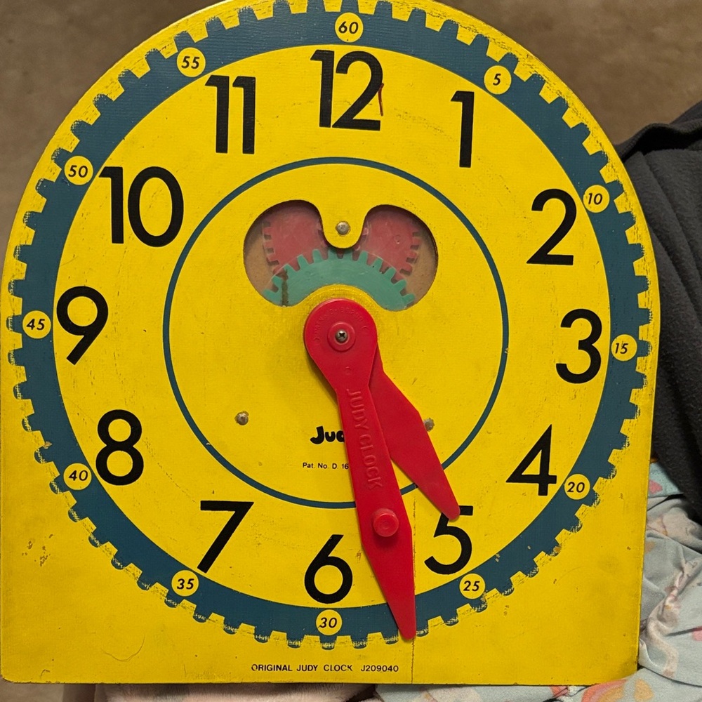 Original 70s Vintage "Judy Clock" Judy/instructo Wood Teaching Clock J209040